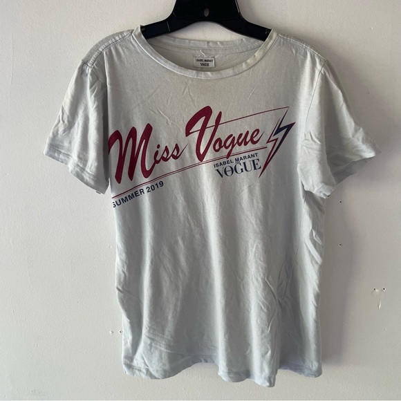 Isabel Marant Miss Vouge Light Blue Graphic Short Sleeve Tee 7657 - Picture 2 of 8